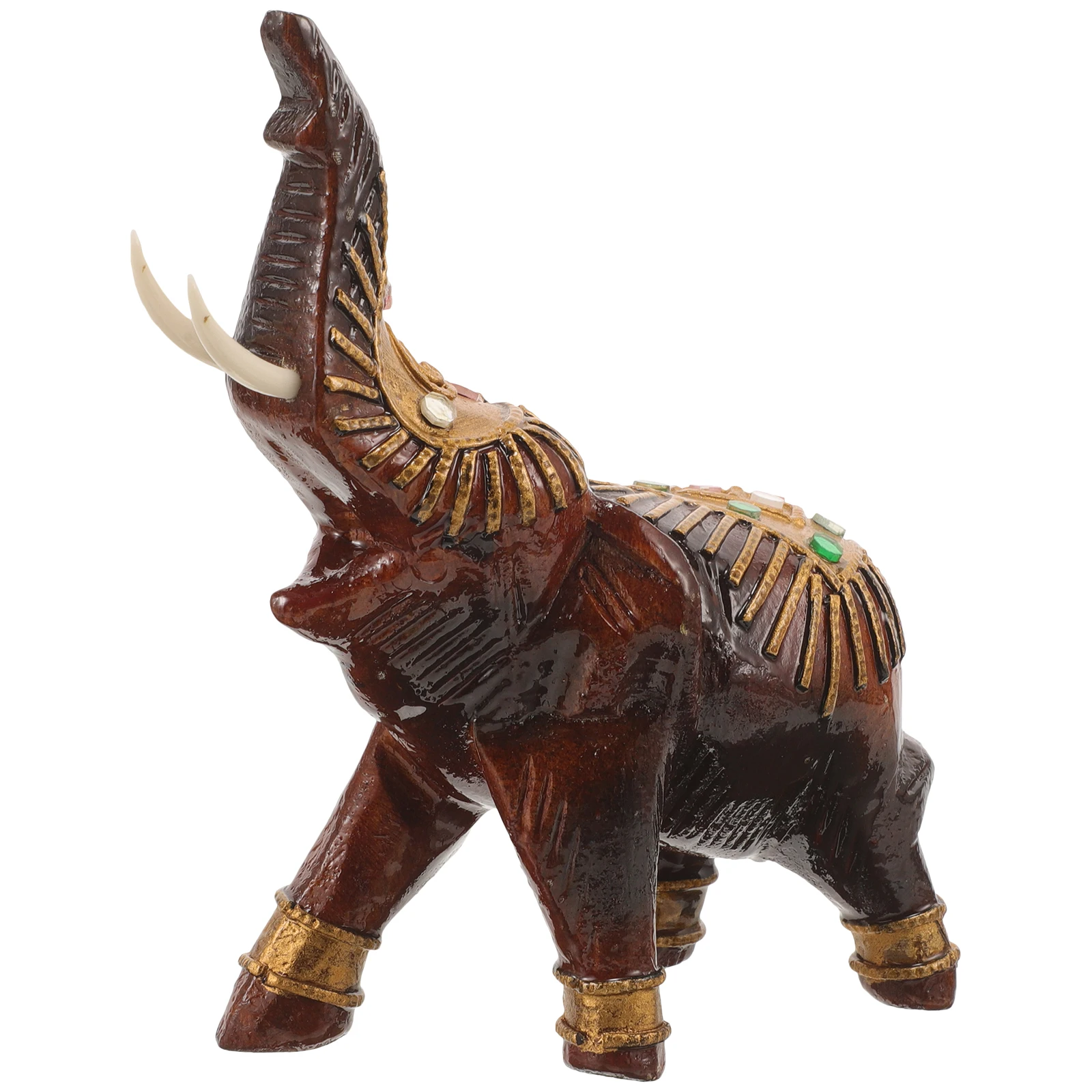 Wooden Statue Decoration Elephant Figurines Home Lucky Wealth Ornament Crafts Sculpture