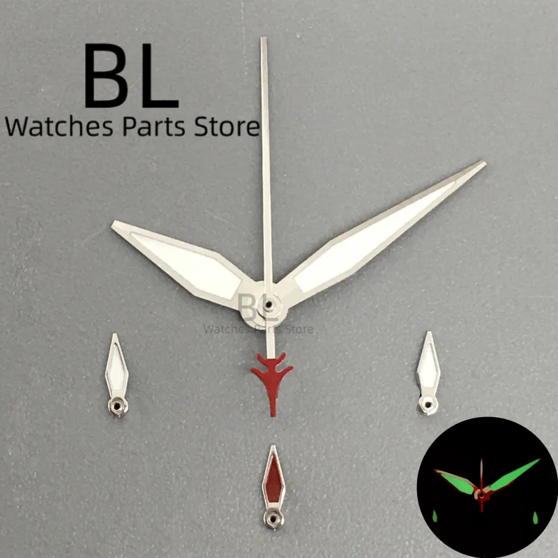 BLIGER Pilot Style VK63 Watch Hands 6 Hands Plane Shape Pointer C3 Green Luminous Fit VK63 VK64 VK67 Quartz Movement Watch Parts