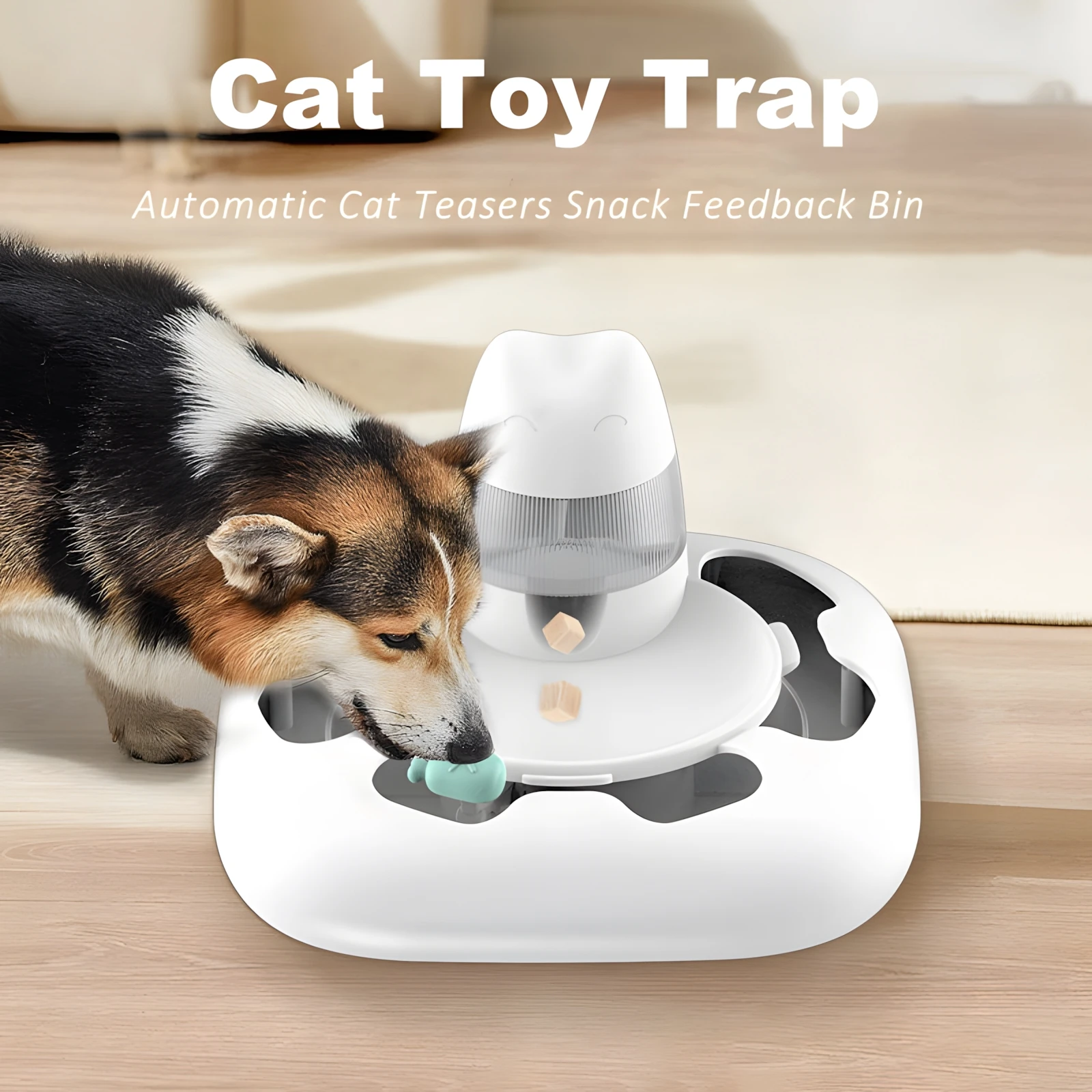 Automatic Cat Trap Toy Pet Teaser Stick Pet Interactive Food Dispenser Multi-functional Rounded Funny Smart Pet Enrichment Toy