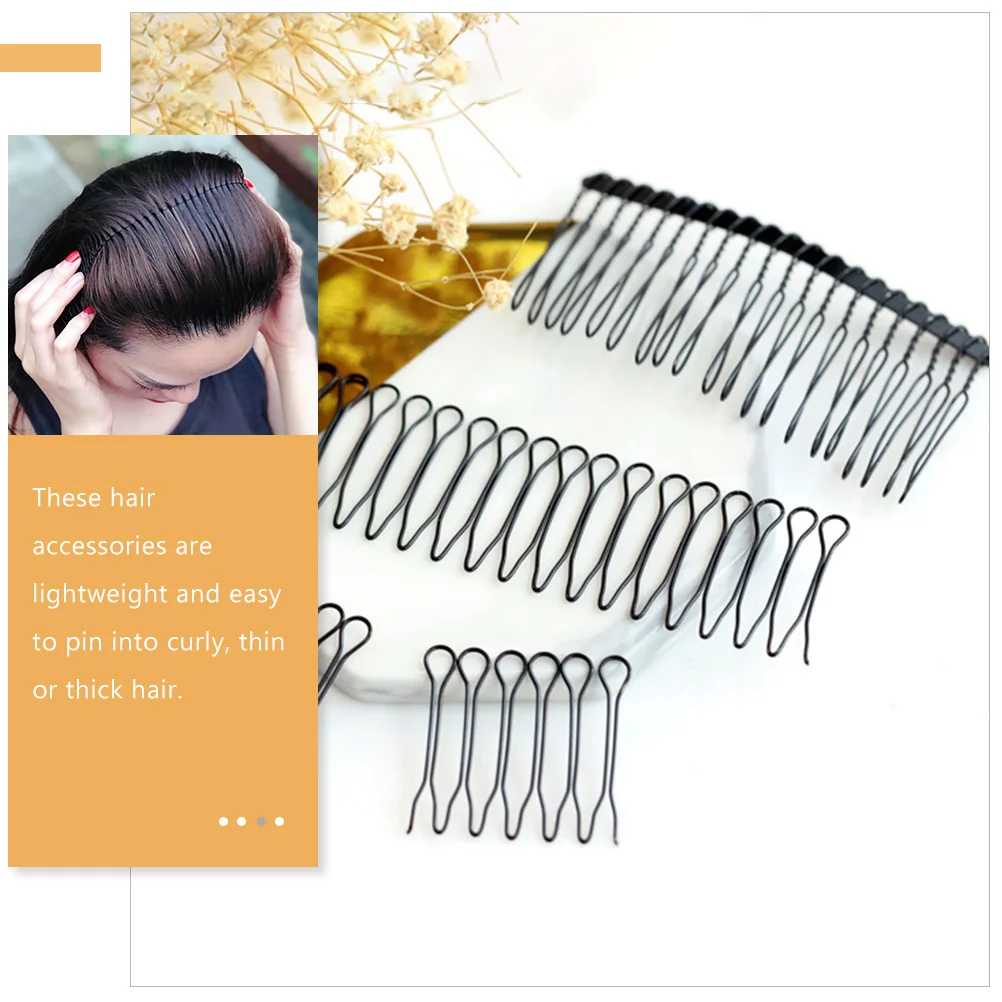 5 Pcs Invisible Hair Finishing Fixer Comb Clip Women Accessories Girl Pin Black Metal U Shape