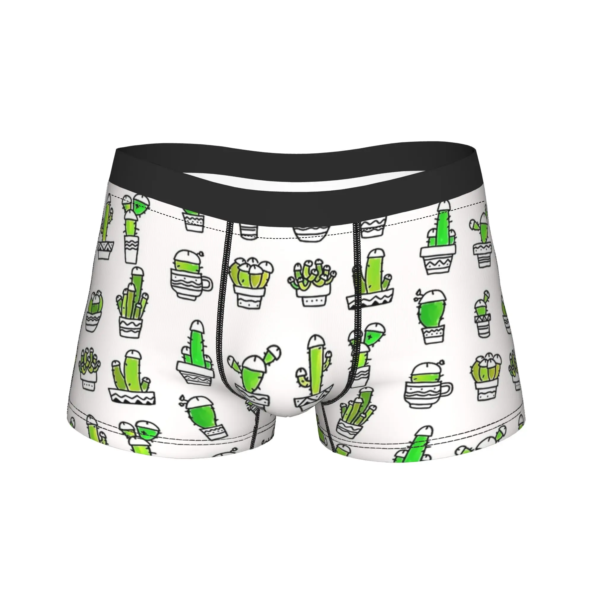

Мужские трусы-шорты с принтом COCK PLANTS CACTUS GREEN WATERCOLOR, удобные, больших размеров