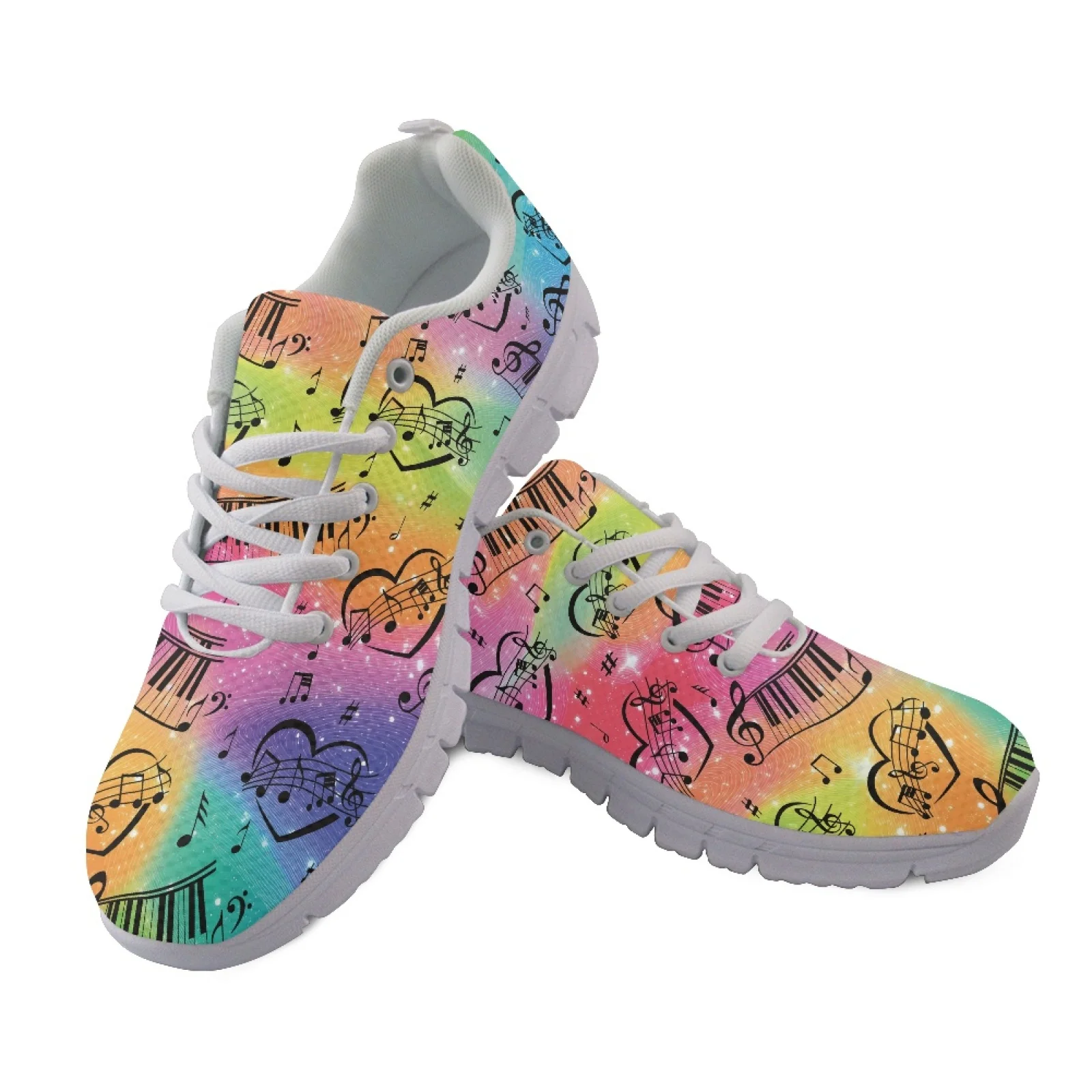 Coloranimal Music notes Mesh & EVA Sole Mens Athletic Trainers Wear-Resisitant Walking Shoes for Women New Design