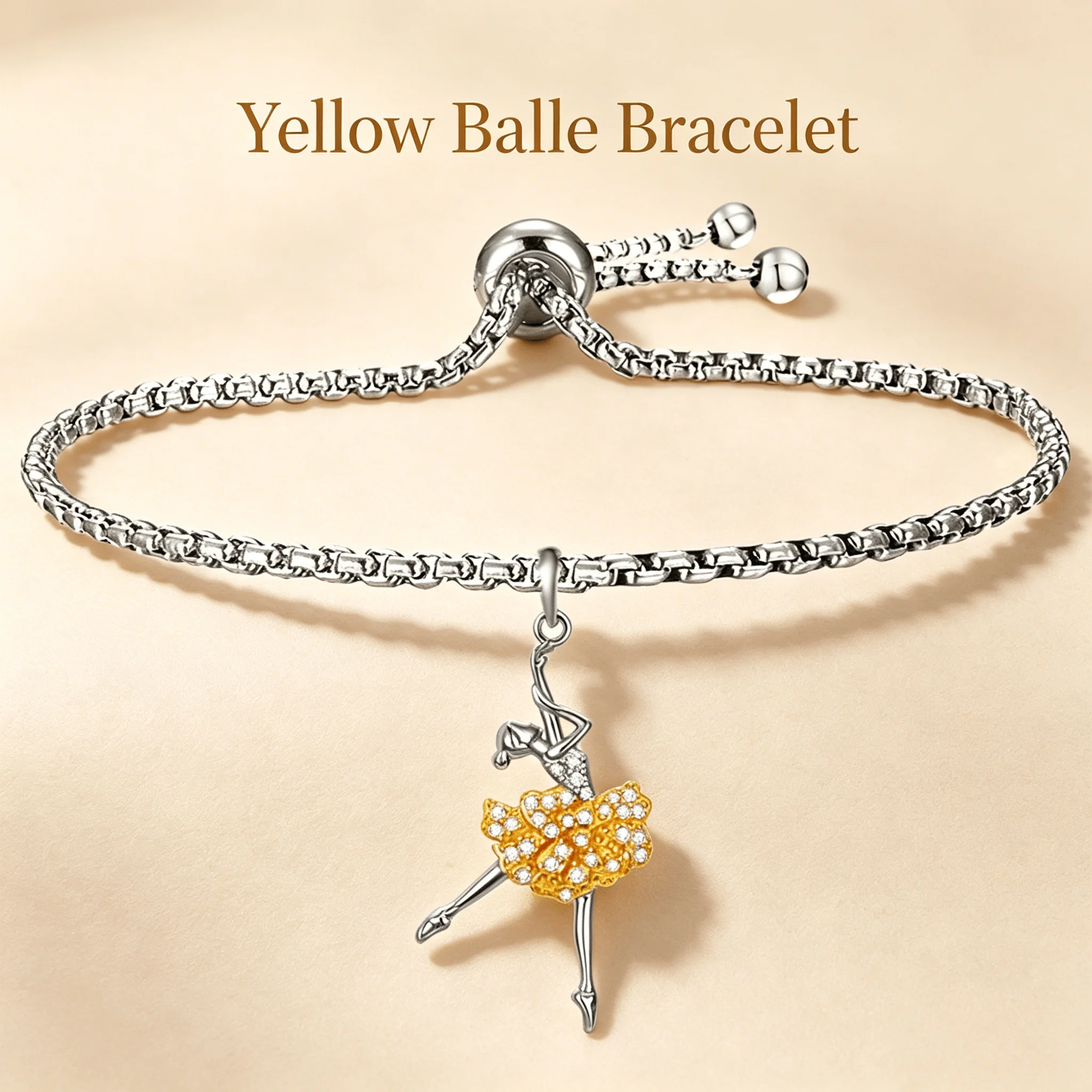 Silvery & Golden Tone Zinc Alloy Ballet Dancer Adjustable Bracelet Clear Faux Crystal Dance Lover Ballet Jewelry Gift