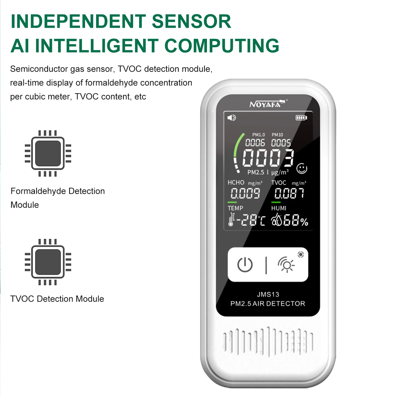 Noyafa jms13 6 in 1 multifunktion aler luft detektor hcho co2 pm 2,5 pm 1,0 feuchtigkeit monitor lcd display smart home temperatur tester