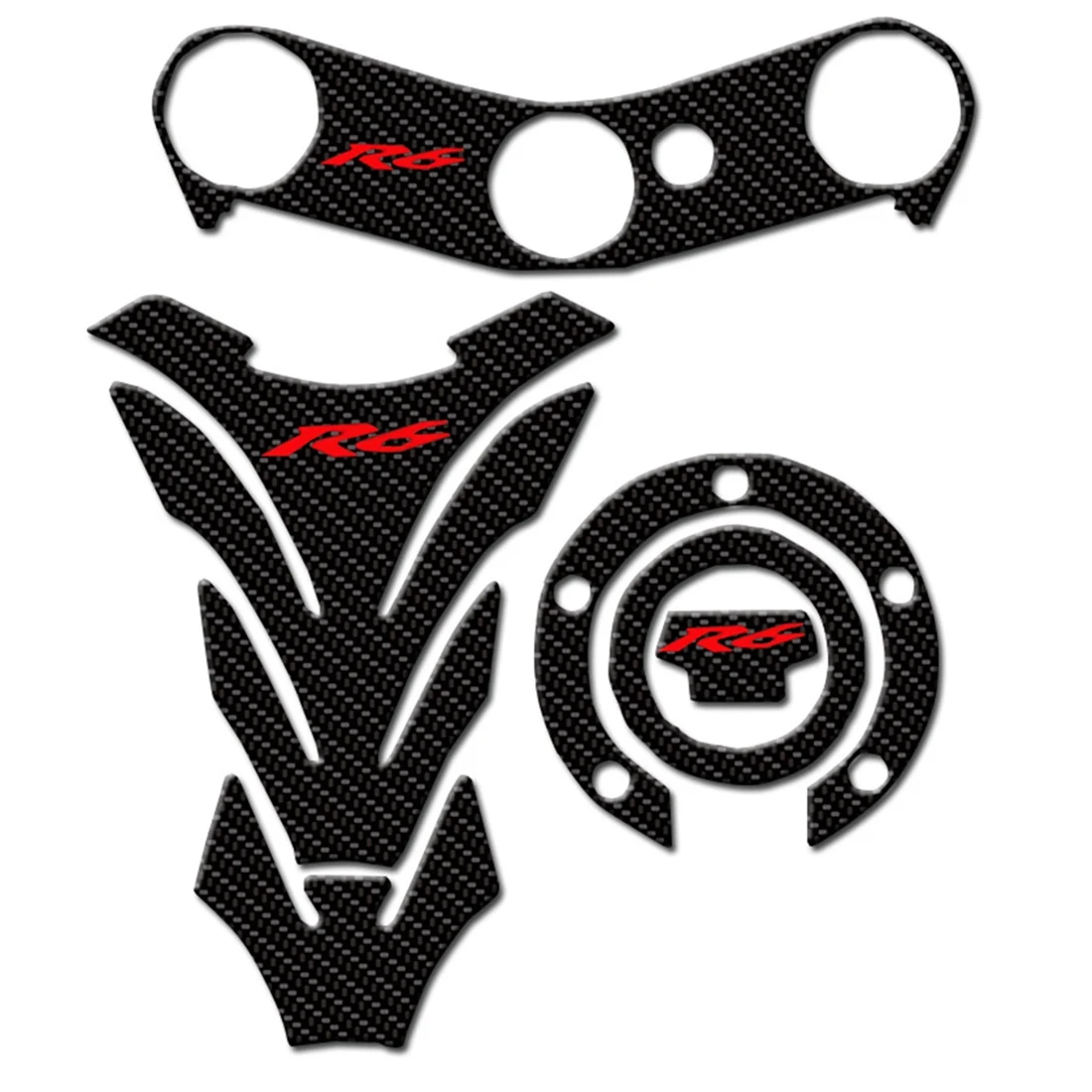 For YZF R6 YZF 600 2006-2016 Motorcycle Tank Pad Gas Cap Cover Triple Clamp Yoke Sticker Protector Decal ,Red