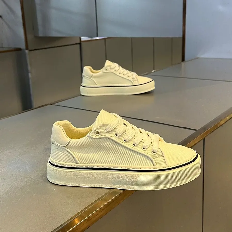 

Men's Canvas Shoes Summer New Style Breathable Casual Flat Thick Bottom Low Cut Soft Bottom Anti-Odor Plain Color Sneakers