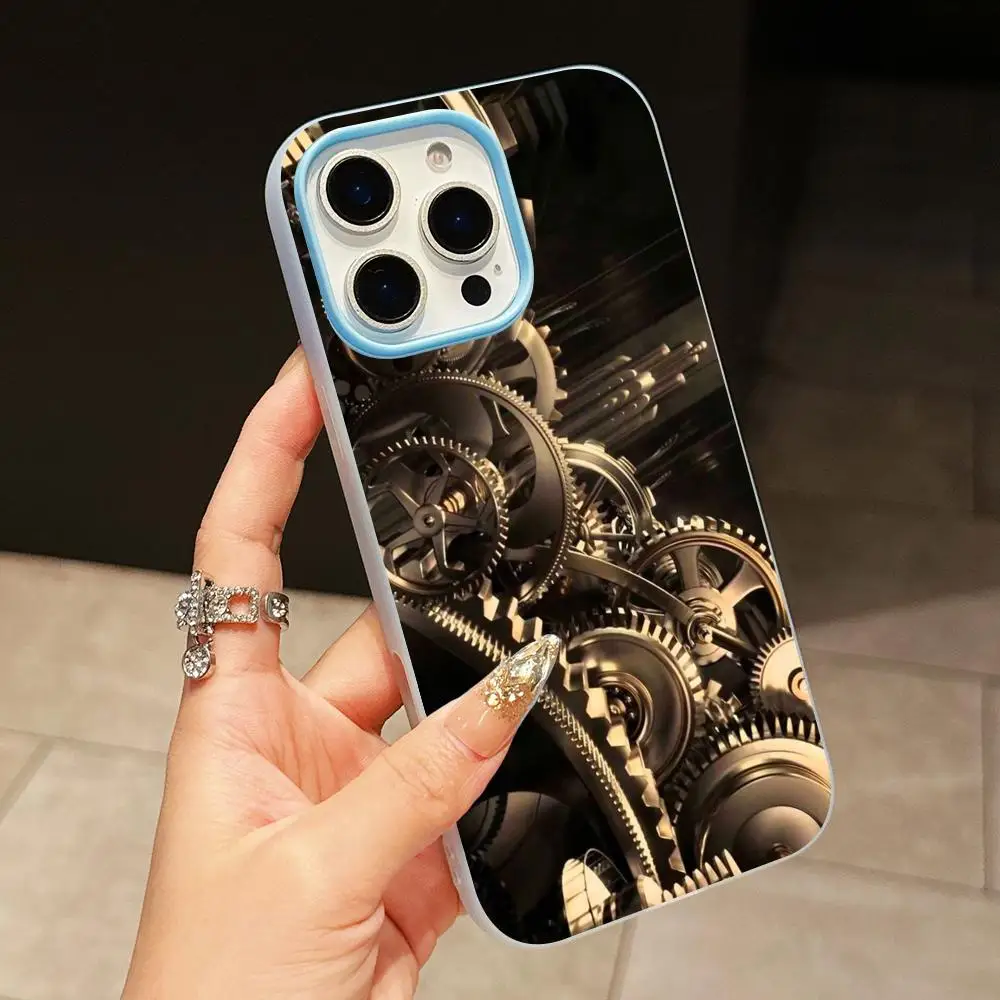 Mechanism Gear Phone Case for iPhone 17 16 15 14 13 12 11 Air Pro Max Plus Jelly Dual Layer Light Blue Cover view 6