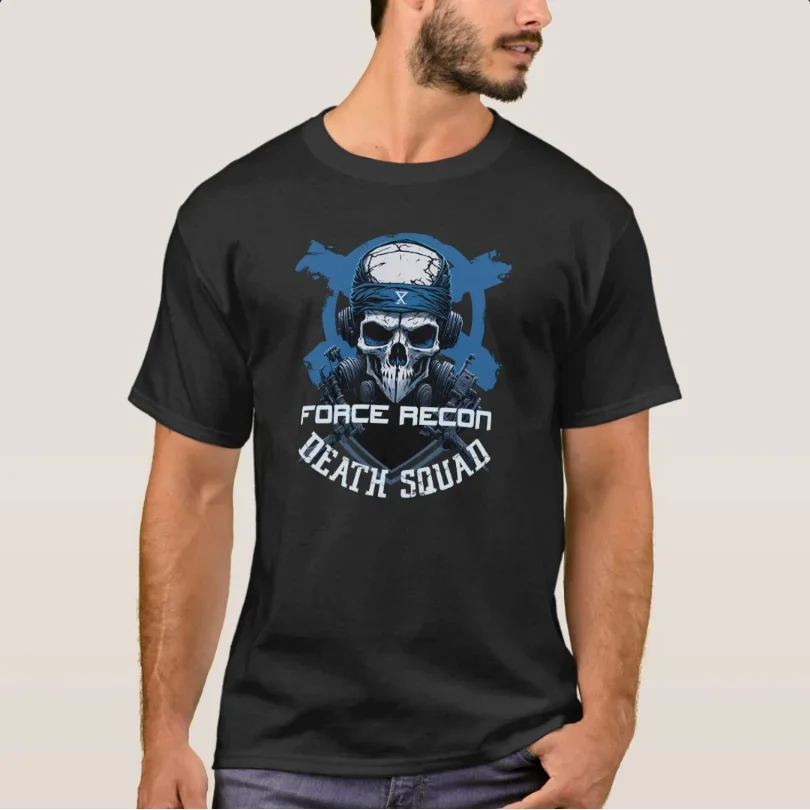 Force Recon Death Squad Menacing Skull T-Shirt 100% Cotton O-Neck Summer Short Sleeve Casual Mens T-shirt Size S-3XL