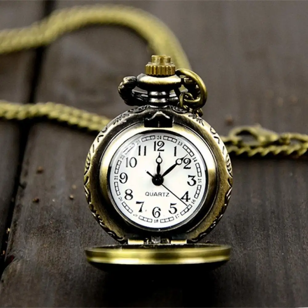 Retro Vintage Pocket Watch Steampunk Quartz Necklace Carving Pendant Chain Clock Pocket Watch Pendant Bag Accessories