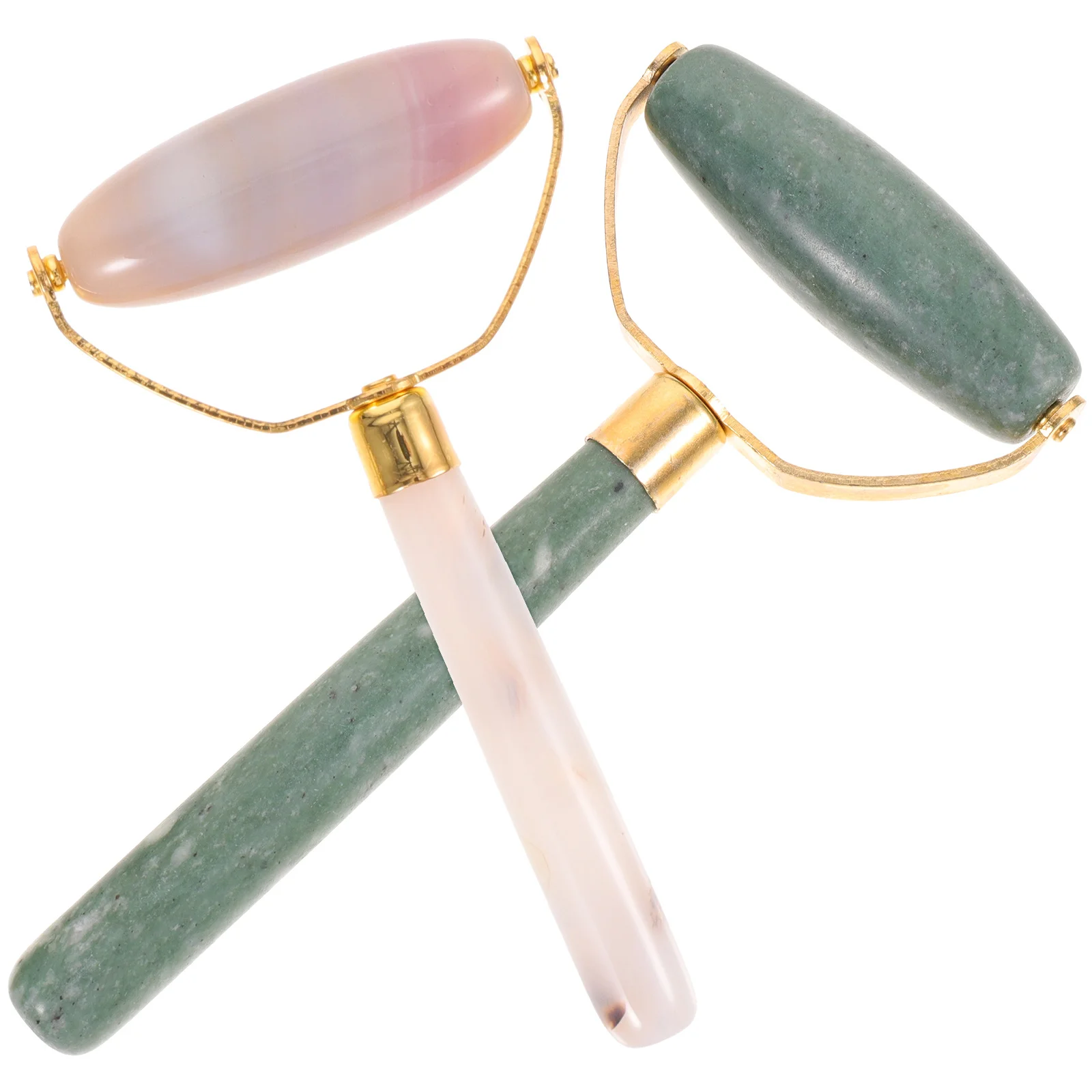Rodillos de Jade para el cuidado de la piel, herramientas de masaje Facial, ojos y cuerpo, raspador de masaje de belleza portátil, rodillo para el cuidado de la piel, 2 uds.