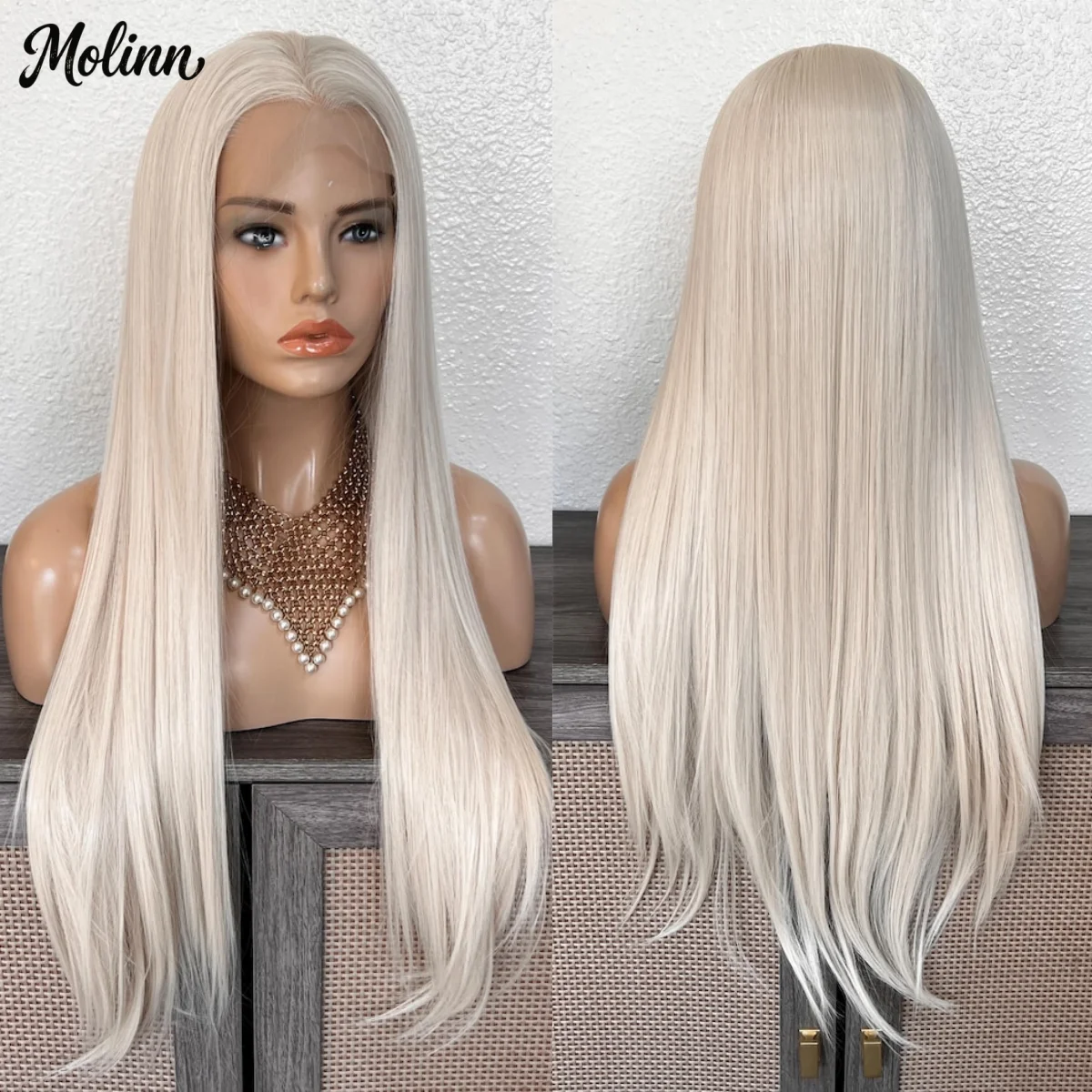 

Синтетический парик 13X4 HD белого цвета, прозрачный, длинный, прямой, с кружевной передней частью, плотность 200%, предварительно прорезанный, без клея, распродажа