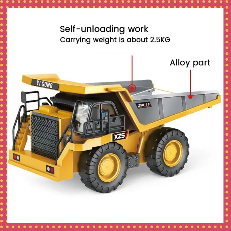 

B74A 1:24 9 Channels RC Alloy Dump Truck Car Engineering Vehicle Remote Control Aluminum Alloy Car Toys For Kids