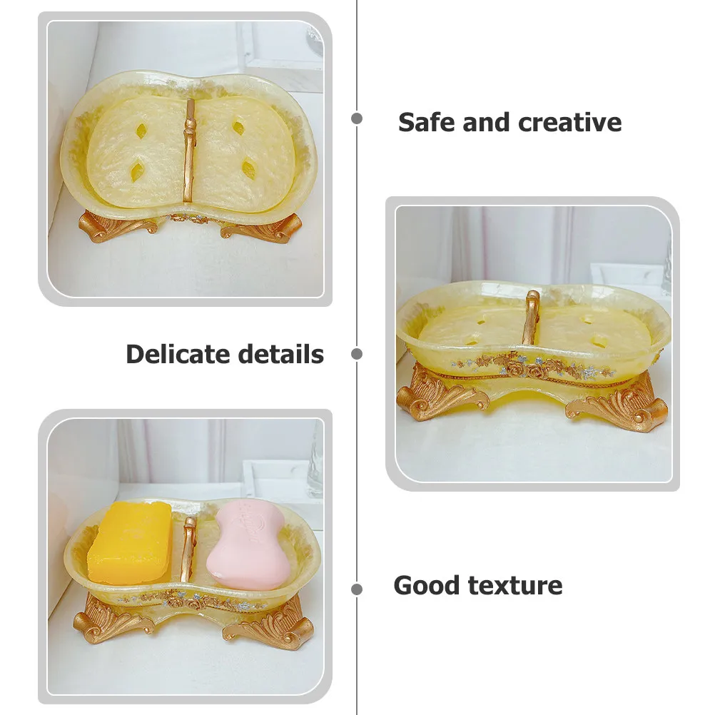 

Exquisite Vintage Soap Holder Soap Tray with Drainage Holes Decorative Bathroom Storage Box Floral Pattern Anti-Slip Design