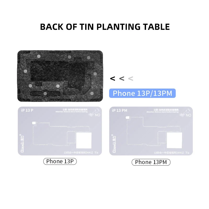 Qianli Motherboard Middle Layer Board 3D BGA Reballing Stencil Plant Tin Platform For iPhone 13 13 Pro Max 13 Mini Repair Net