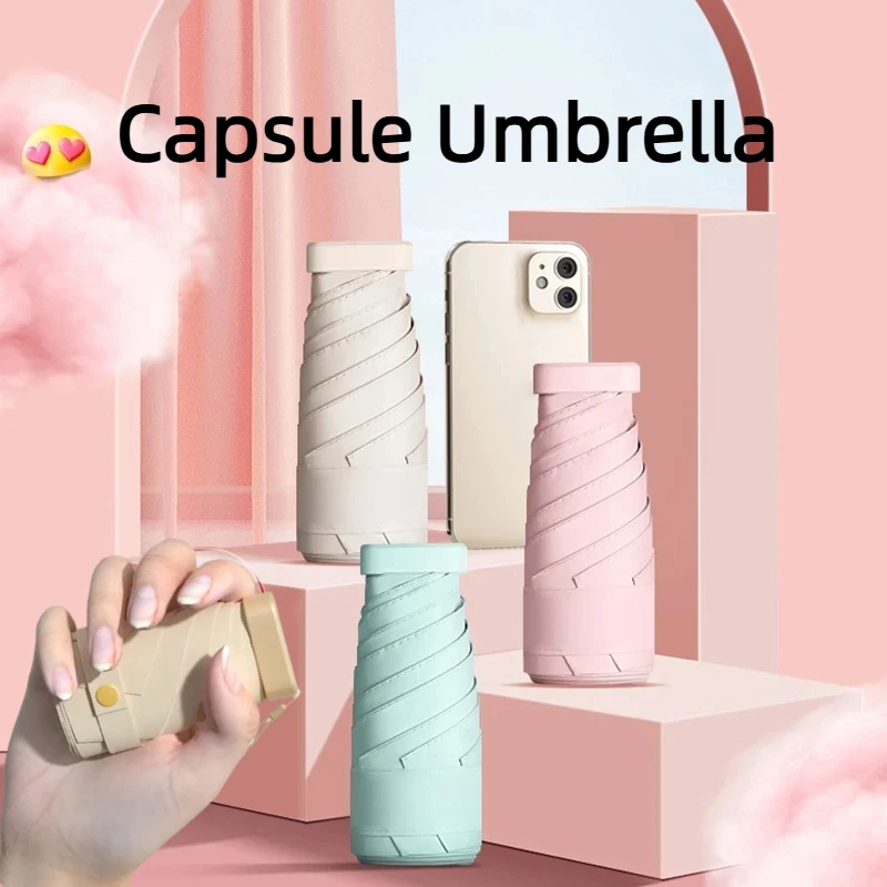 

Мини-капсульный зонт для женщин, защита от ультрафиолета, солнцезащитный компактный складной зонтик, карманный размер, солнцезащитный козырек для путешествий, легкий портативный 2025