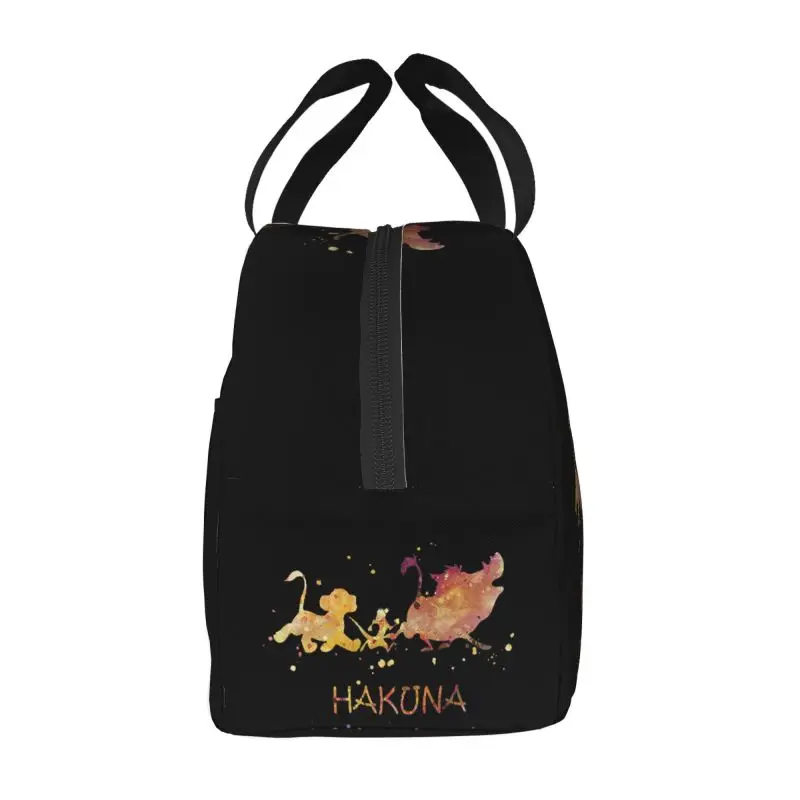 Custom Hakuna Matata Poster Insulated Lunch Bag for Work School Portable Thermal Cooler Bento Box Women Kids