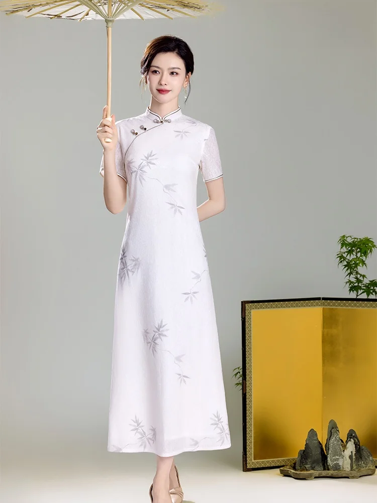 

Xiu Guan Tang Jingzhu 2025 Summer Loose Long New Chinese Sle Daily Dr Vintage Wind Breathable Polyester ort ...