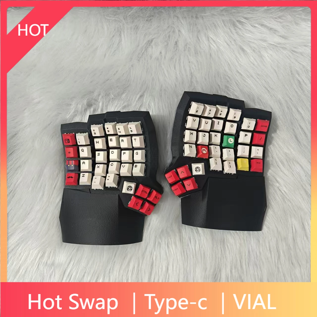 

Dactyl Manuform Keyboard (Thumb 5key Version) with Palm Rest Custom VIAL Hot Swap Wired 62keys Split Mechanical Keyboard Kit