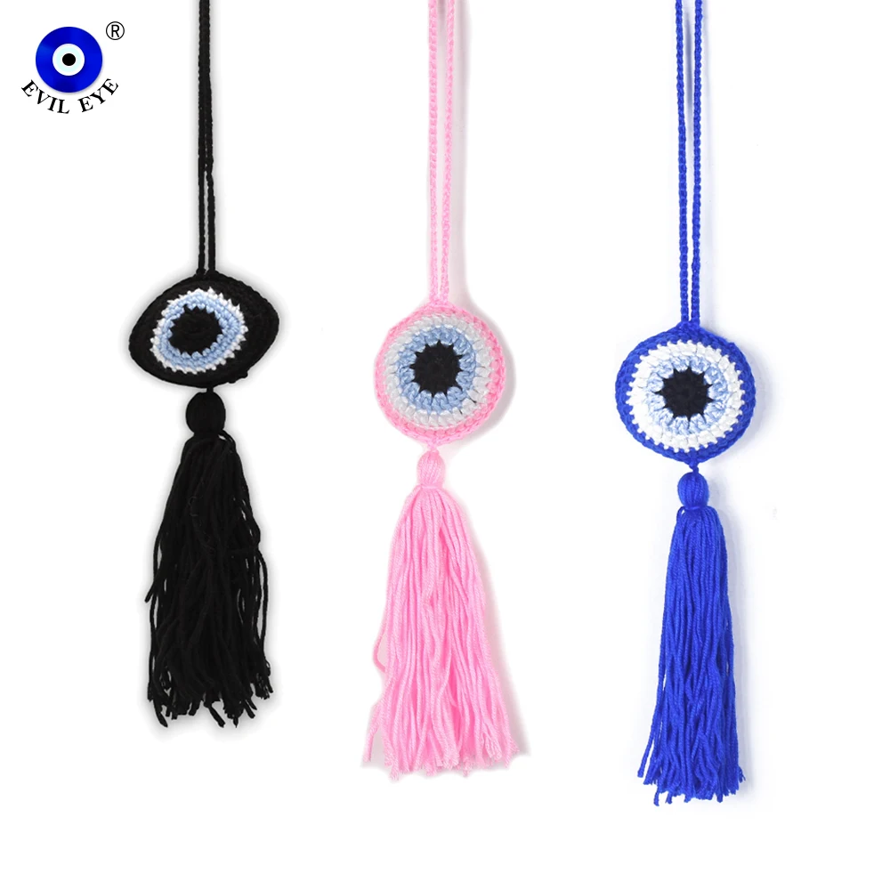 邪眼編組ロープトルコ邪眼ボール形状キーホルダータッセルロープキーチェーンバッグ車のキーリング女性男性ファッションジュエリー