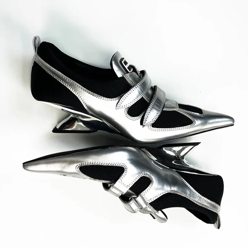 

Millennium Babes Y2k Sports Function Wind Pointed High Heels Women's Wedge Heels Ladies Sweet Cool Velcro Splicing Single Shoes