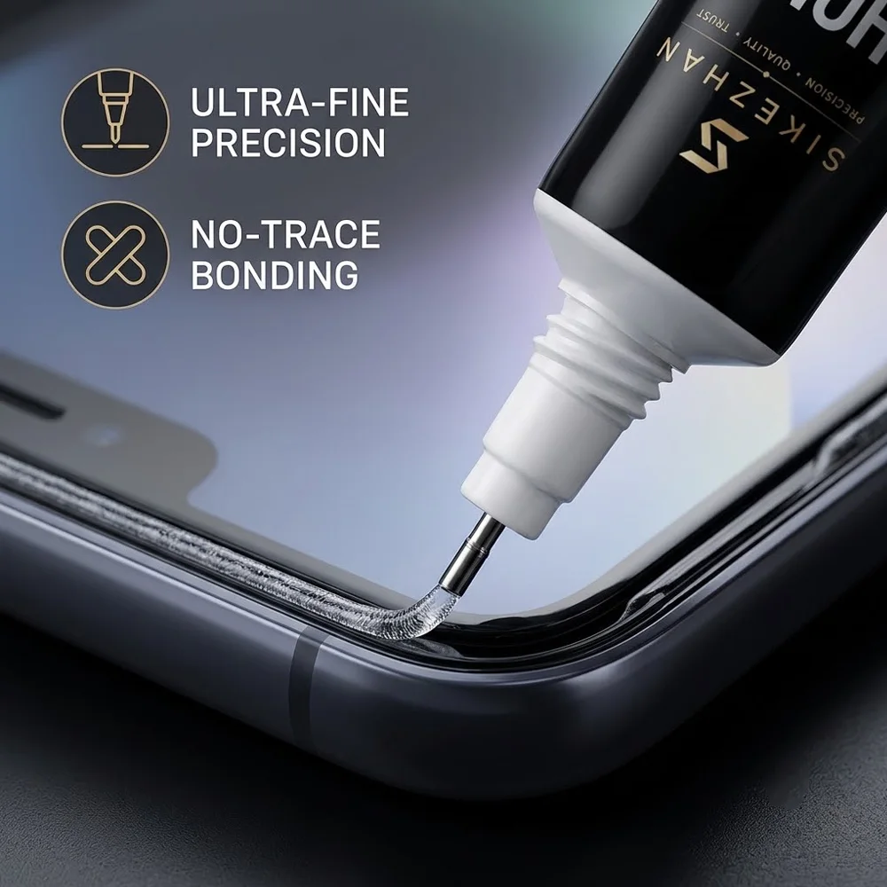 Mobile Phone Screen Repair Glue Set with Adhesive Remover Needle Applicators and Cleaning Swabs for Frame Back Cover Assembly