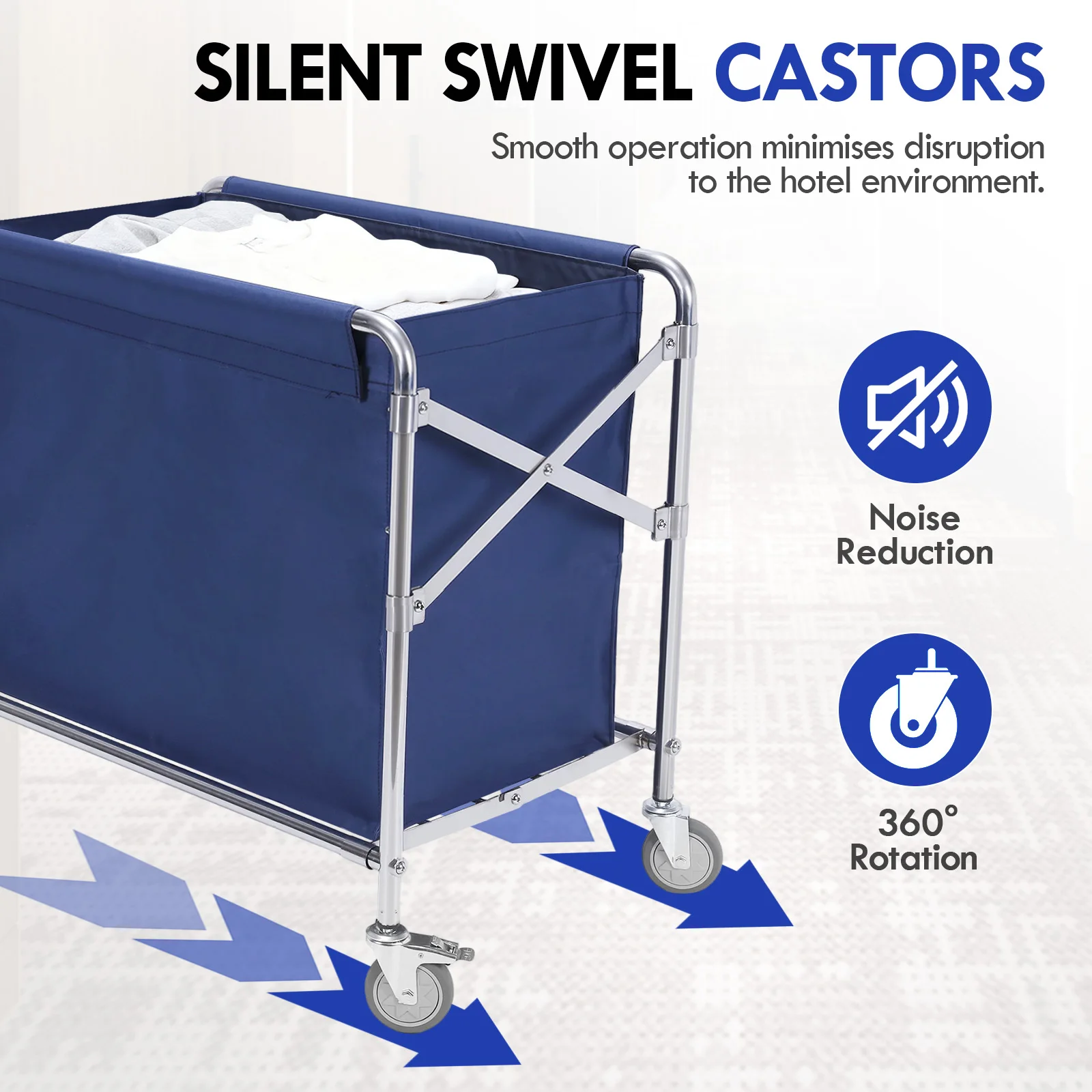 

Large Laundry Bin 33.86x31.89x20.47in Folding Stainless Steel Rolling Hamper with Wheel for Hotel/Nursing Home/College/Groceries