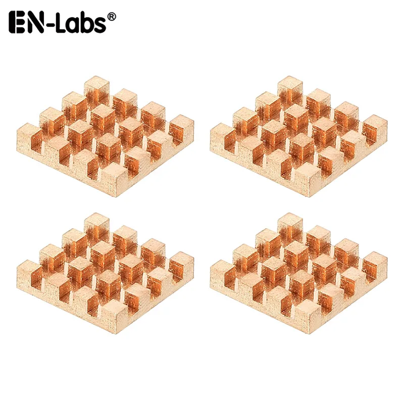 Copper Heatsink 15X15x2mm Electronic Chip IC Radiator for GPU CPU VGA RAM with 2W/mK Thermal Double Side Adhesive Tape - 4PCS