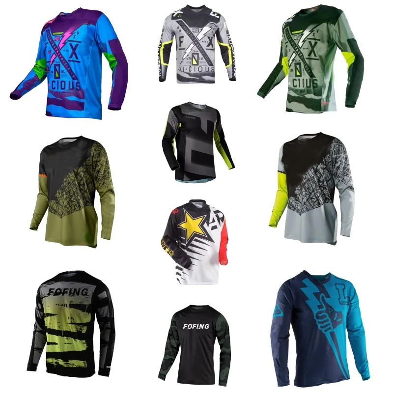 Men MTB Downhill Cycling Shirts Printed Long Sleeve Motocross Offroad Motorcycle Quick Dry Racing Jersey