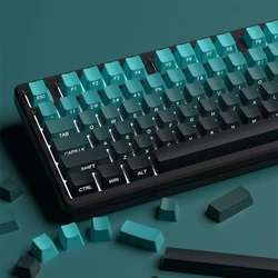 135 Keys Gradient Cyan Keycaps Double Shot PBT Keycap Side Print RGB Backlit Keycap Cherry Profile for MX Switches Keyboards
