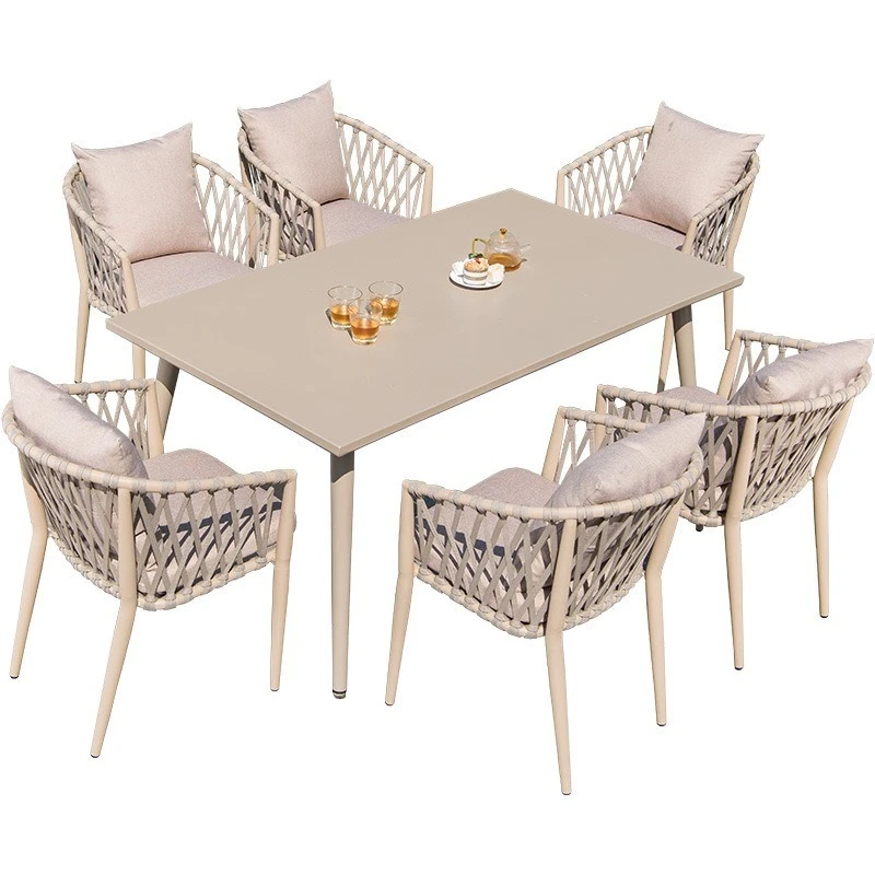 Outdoor rattan high-end outdoor tables and chairs courtyard garden aluminum alloy table
