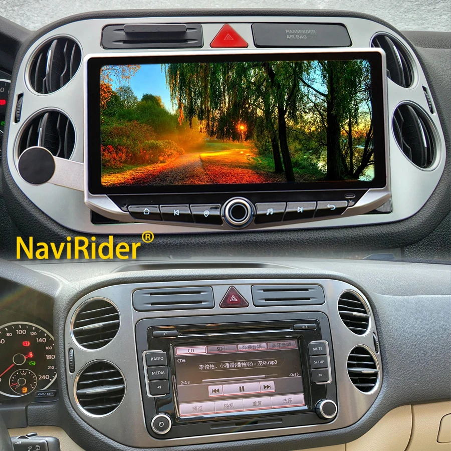 10.88inch Qled Screen Android Carplay Auto For VW Tiguan NF 2006 2016 Type-C Charging Mobile holder GPS Multimedia Player Stereo