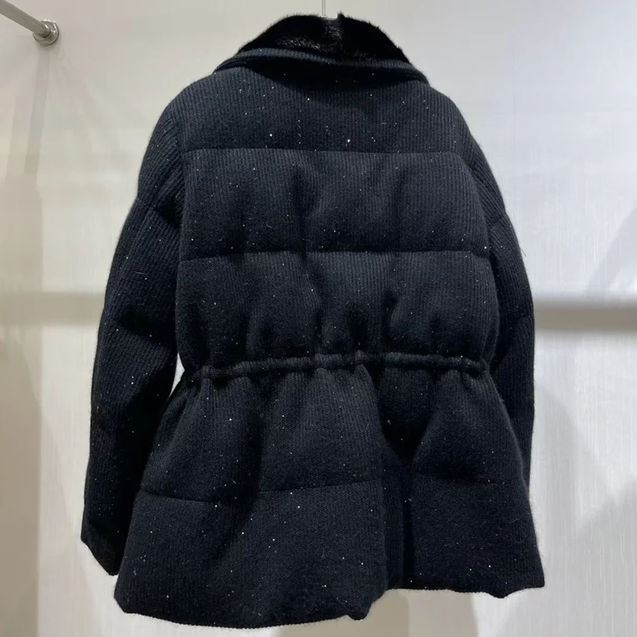 Women's Winter Down Jacket Wool Mink Down Coat Real Fur Mid-Length Puffer Jacket Luxury New Natural Fur Jacket