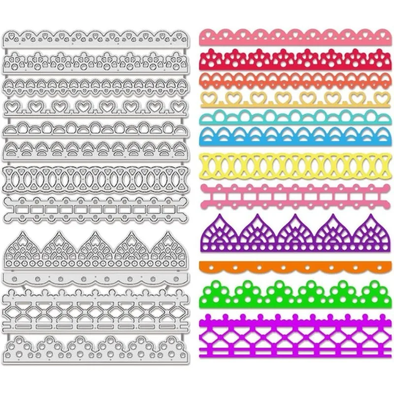 

2 шт. металлические Вырубные штампы с кружевной окантовкой, вырубные штампы, металлические Вырубные метки, стикеры для разных размеров, шаблон