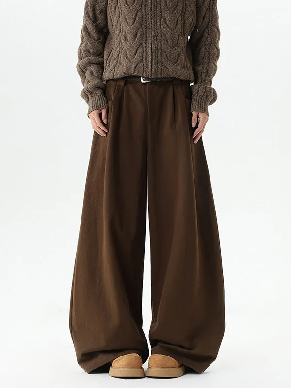 

TANGZ STUDIO Vintage American Style Men's Loose Casual Pants High Waist Tuck Wide Leg Pants Autumn Fashion Casual Wear