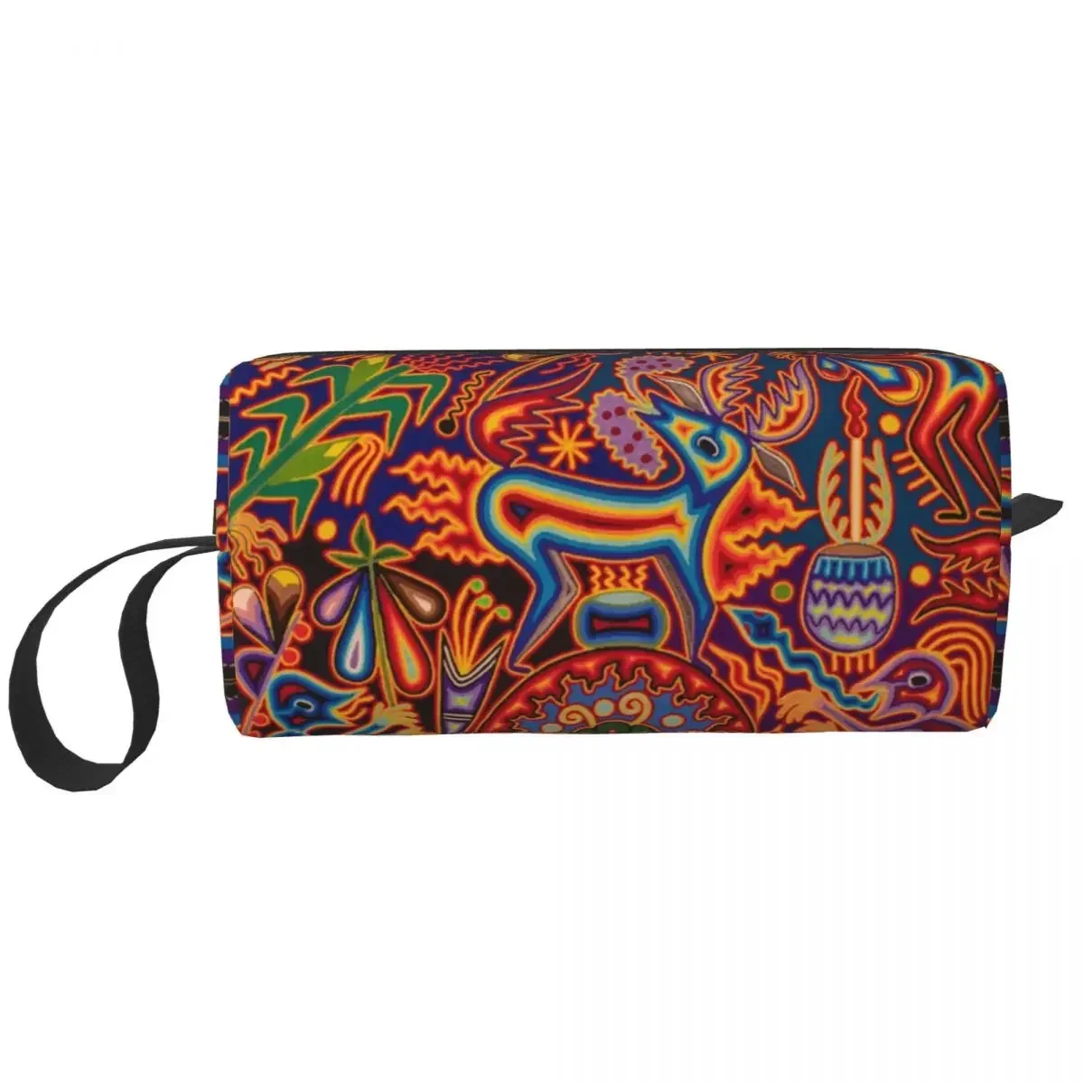 Custom Mexican Huichol Travel Cosmetic Bag Women Toiletry Makeup Organizer Ladies Beauty Storage Dopp Kit