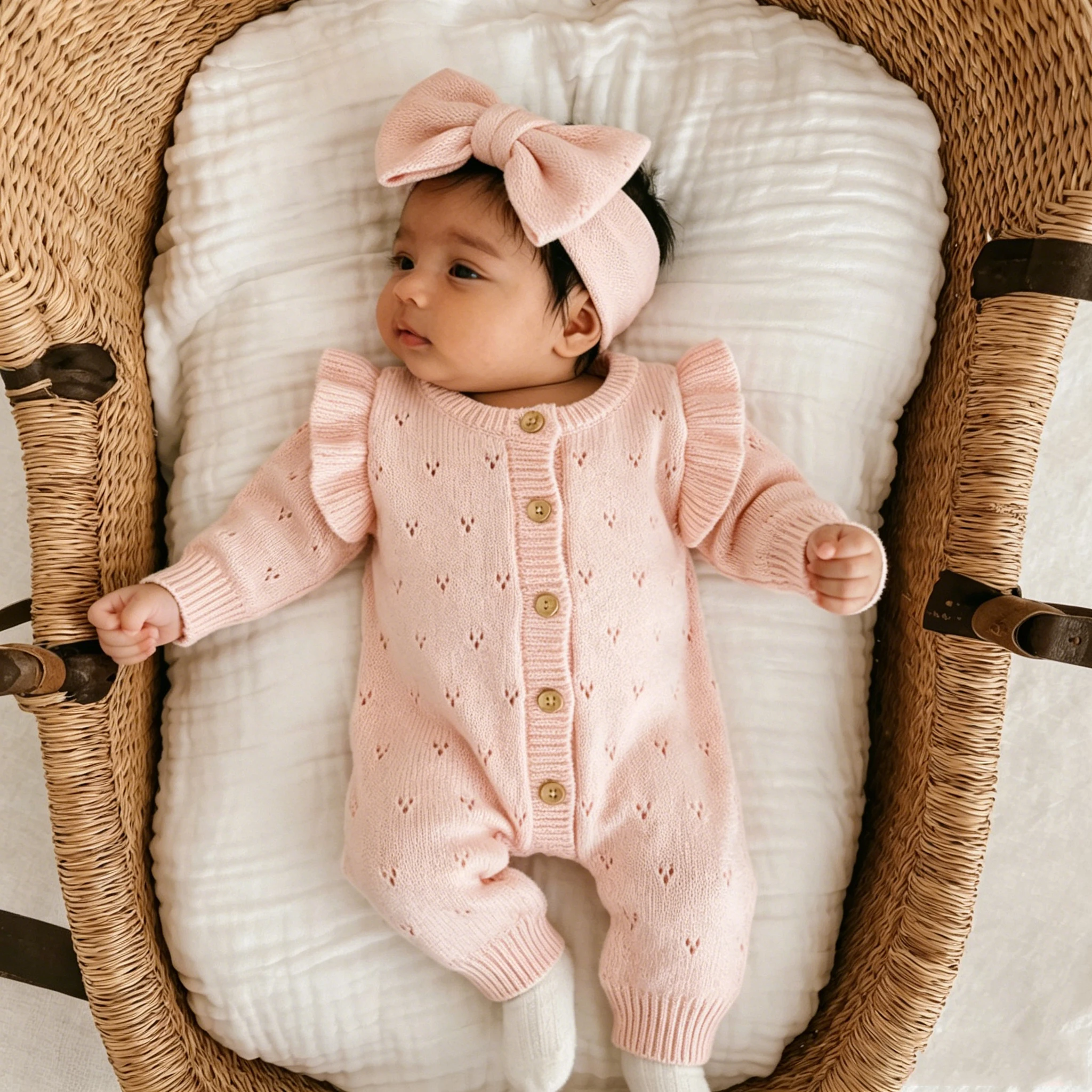 Baby Clothing Onesies - YlsteeeNewborn Kız Bebek Örgü Tulum Seti,