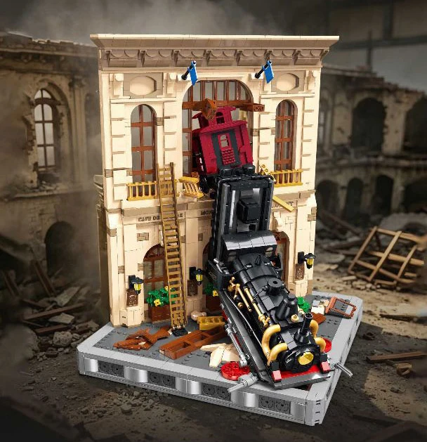 Unfallstelle Baustein-Spielset Eisenbahn-Konstruktionsset Entgleiseter Dampfzug Lernspielzeug Sammlerstück für Geschenke – Detail 4