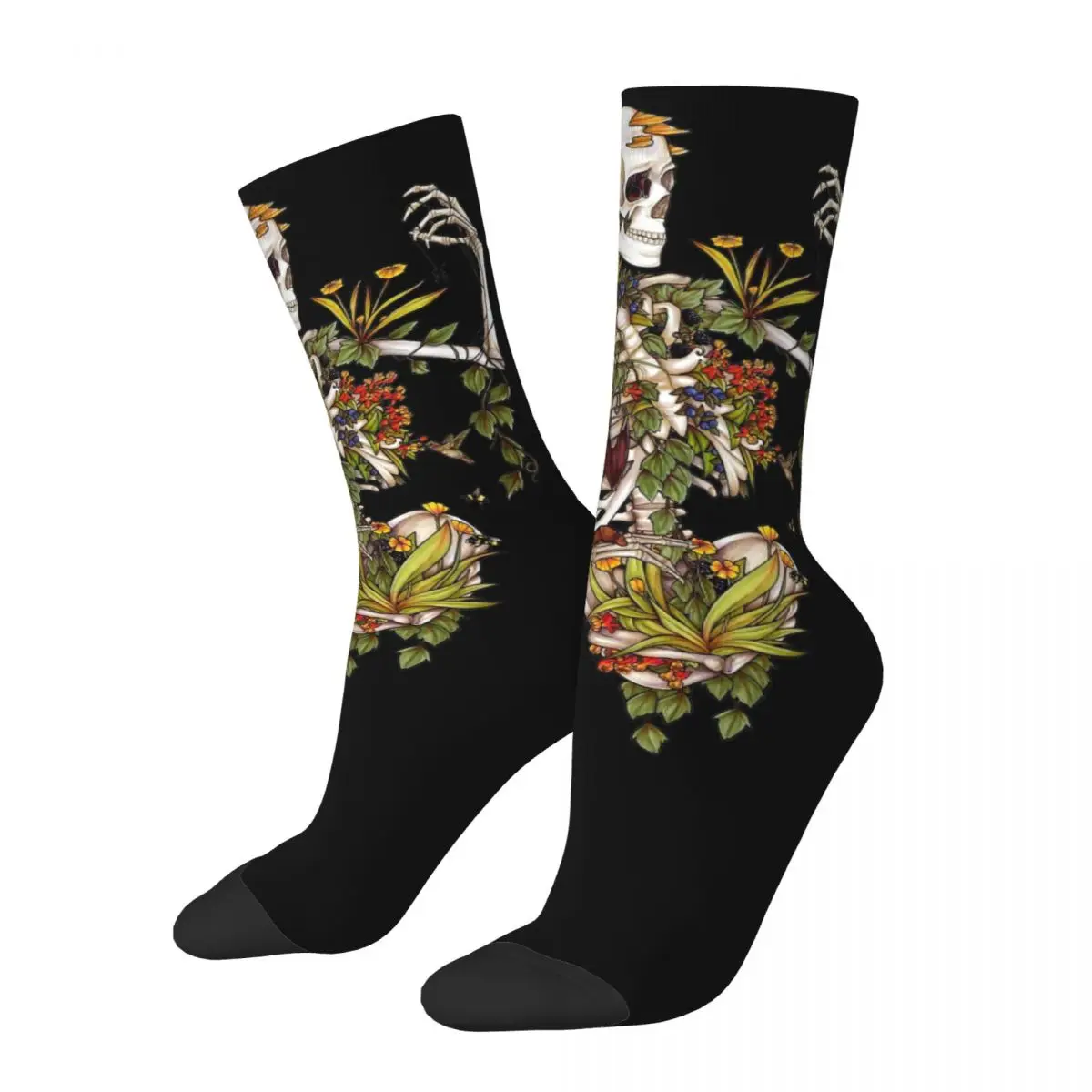 

Skull Bones And Botany Stuff Socks Cozy Sport Middle Tube Stockings Cotton for Mens Present