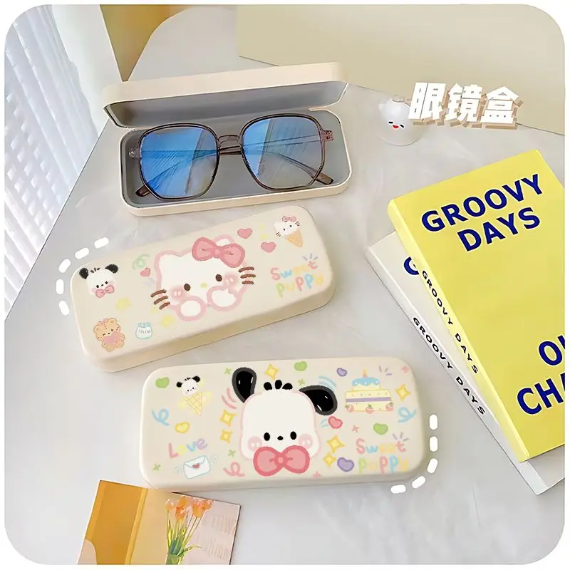 

Kawaii Sanrio Hello Kitty Glasses Case Pochacco Cute Glasses Storage Box Drop-proof Cartoon Portable Myopia Glasses Box Girls