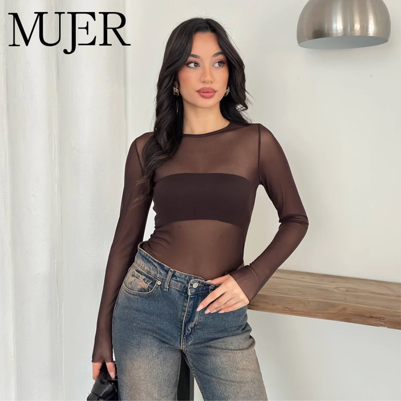 MUJER Sexy Tulle Body Suits Women Transparent Mesh Bodysuit Women Summer Sleeveless Jumpsuits for Women Sexy Lingerie Corset Top