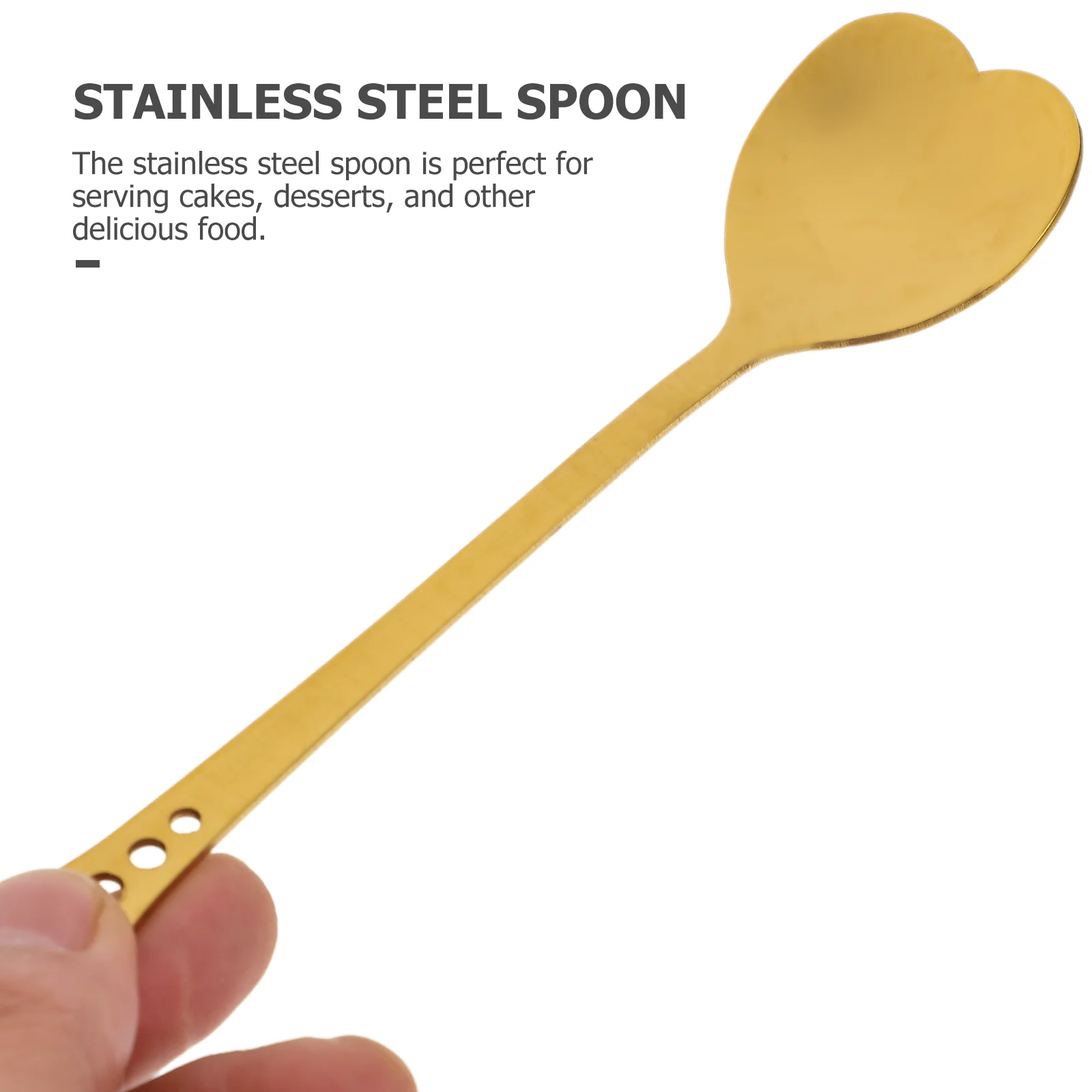 

2 Pcs Heart Shaped Spoon Stainless Steel Gold Plating Dessert Scoop Unique Stirring Cake Serving Valentine Retro