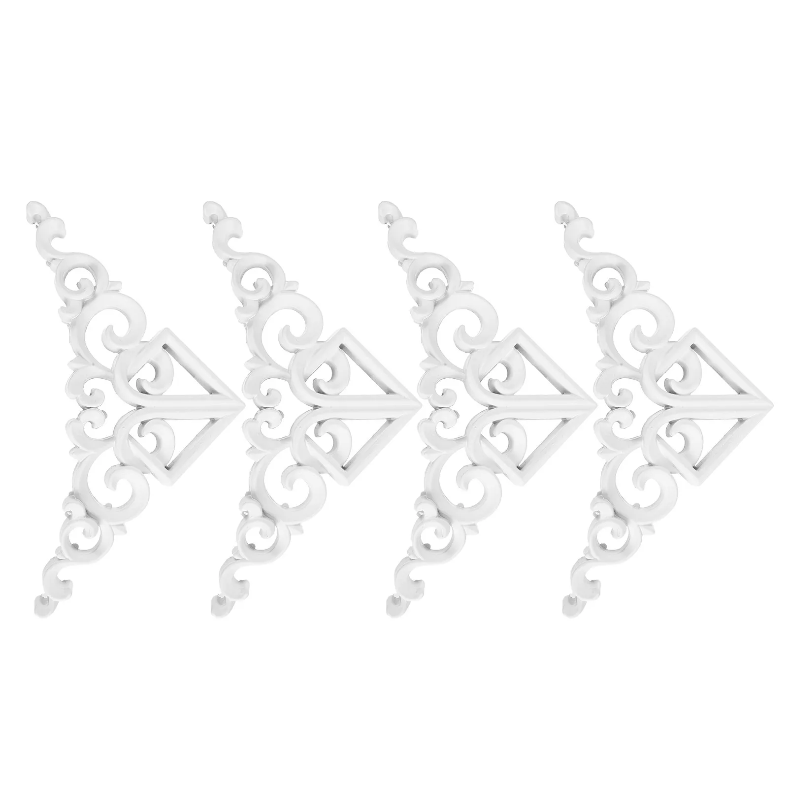 4pcs Wooden Corner Appliques, European Style Carved Wood Onlays for DIY Furniture, Cabinet, Bed & Dresser Trim