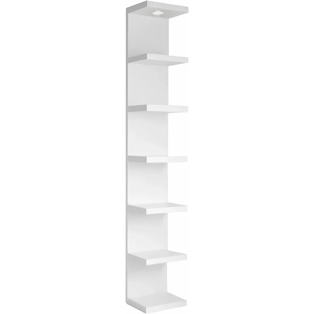 

7 Tier Wall Shelf Unit Floating Decorative Shelves,White Lack Wall Shelf,Display Floating Shelf with LED Remote Control Light