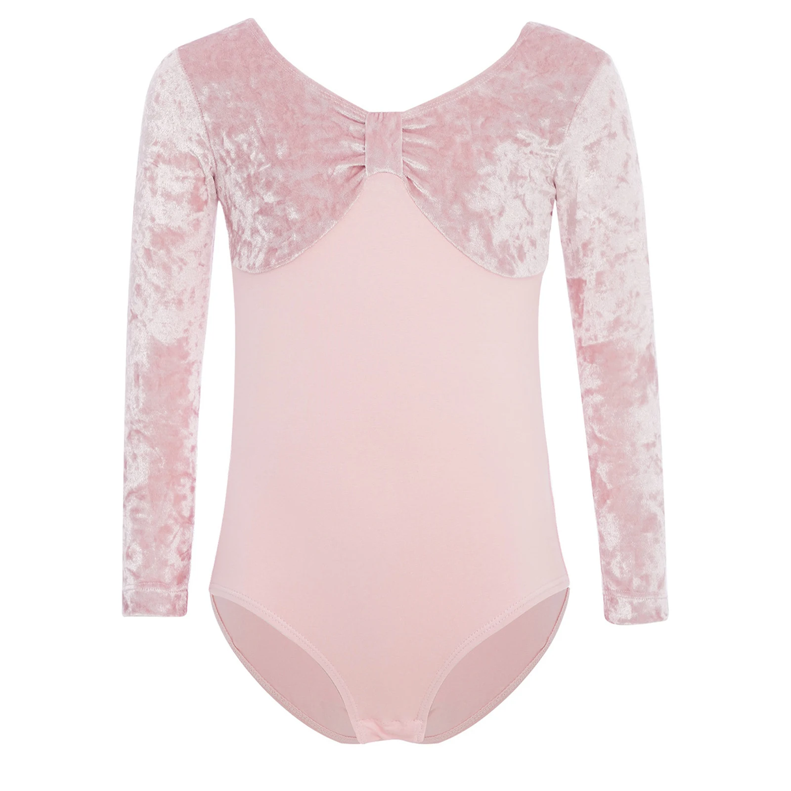 

Kids Girls Velvet Patchwork Leotards Gymnastic Ballet Dance Costume Long Sleeves Press Button Crotch Bodysuit Skating Dancewear