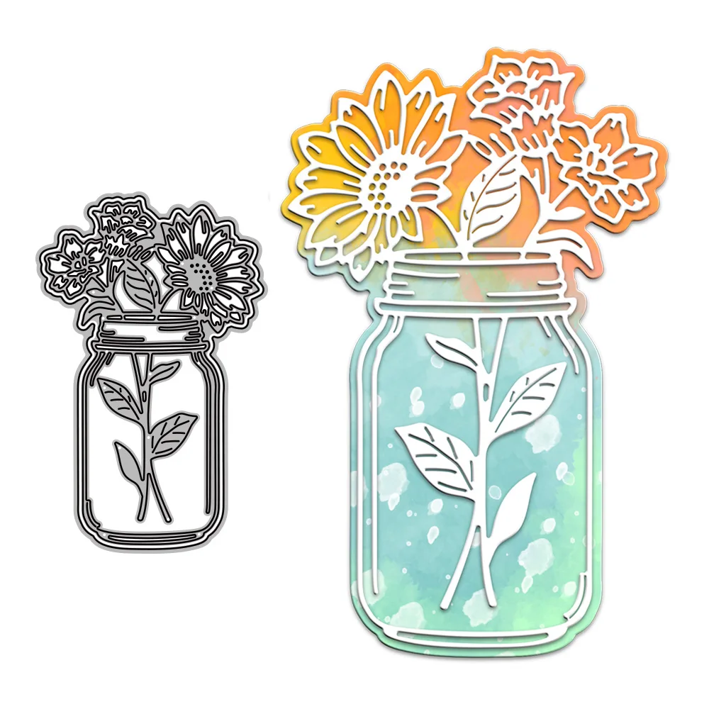 

Chrysanthemum Bottle Metal Cutting Dies For DIY Dies Scrapbook Embodying Handmade Paper Cards Decorative Craft Knife Dies
