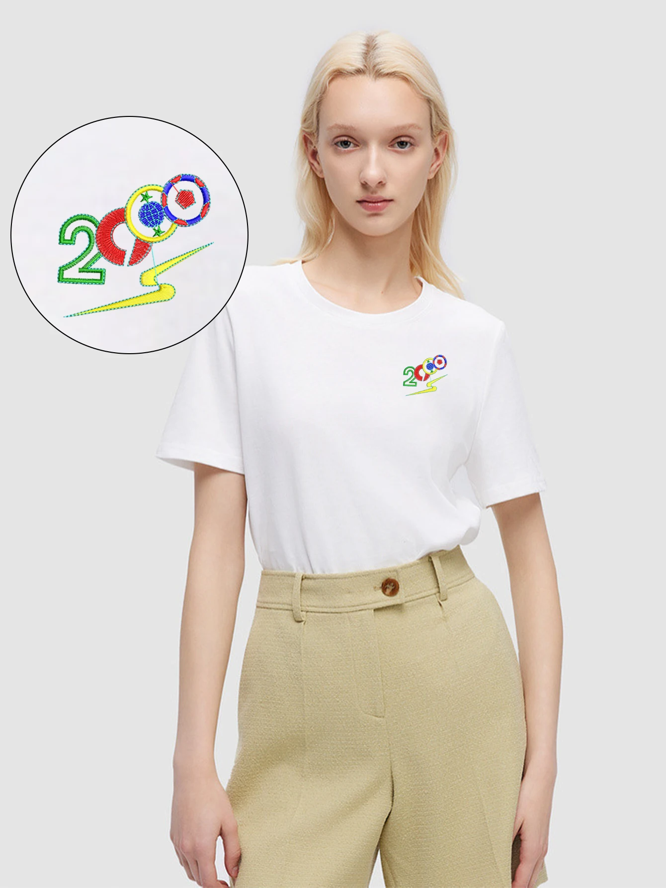 Vintage Men & Women 2000 Embroidered T-Shirt – Soft Cotton T-Shirts with Luxury Embroidery for Street Style