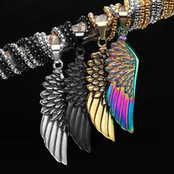 Angel Wings Animal Mens Long Necklaces Pendants Chain Punk HipHop for Boy Male Stainless Steel Jewelry Creativity Gift Wholesale