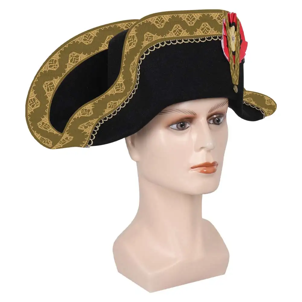 Medieval Napoleon Cosplay Hat Cap Fantasia Disguise Men Women Admiral Bicorn Hat Captain Cap Halloween Roleplay Accessories