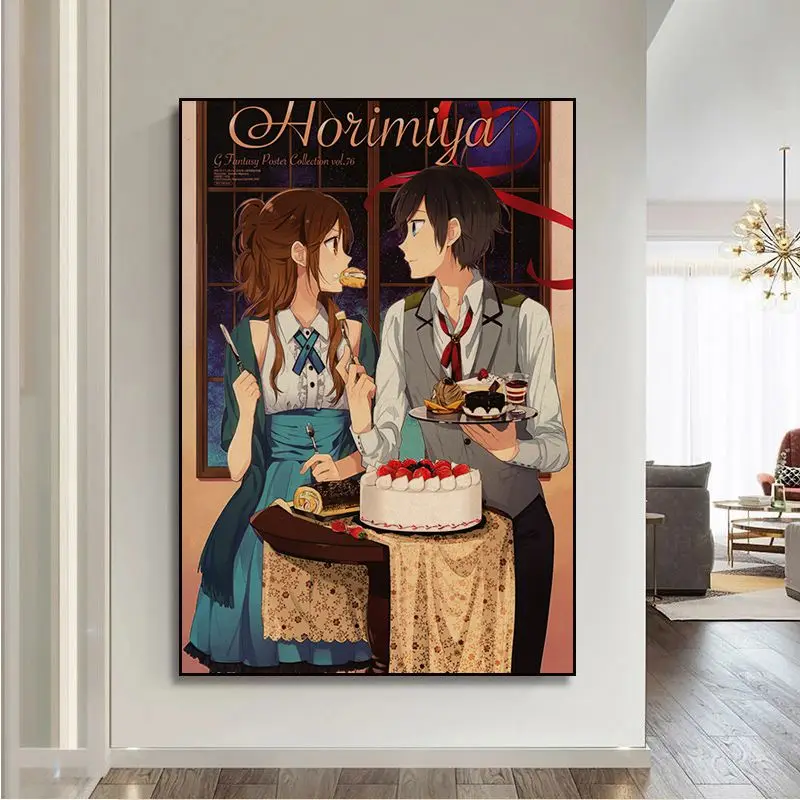 Japanese classic anime Horimiya Vintage Posters For Living Room Bar Decoration Kawaii room decor