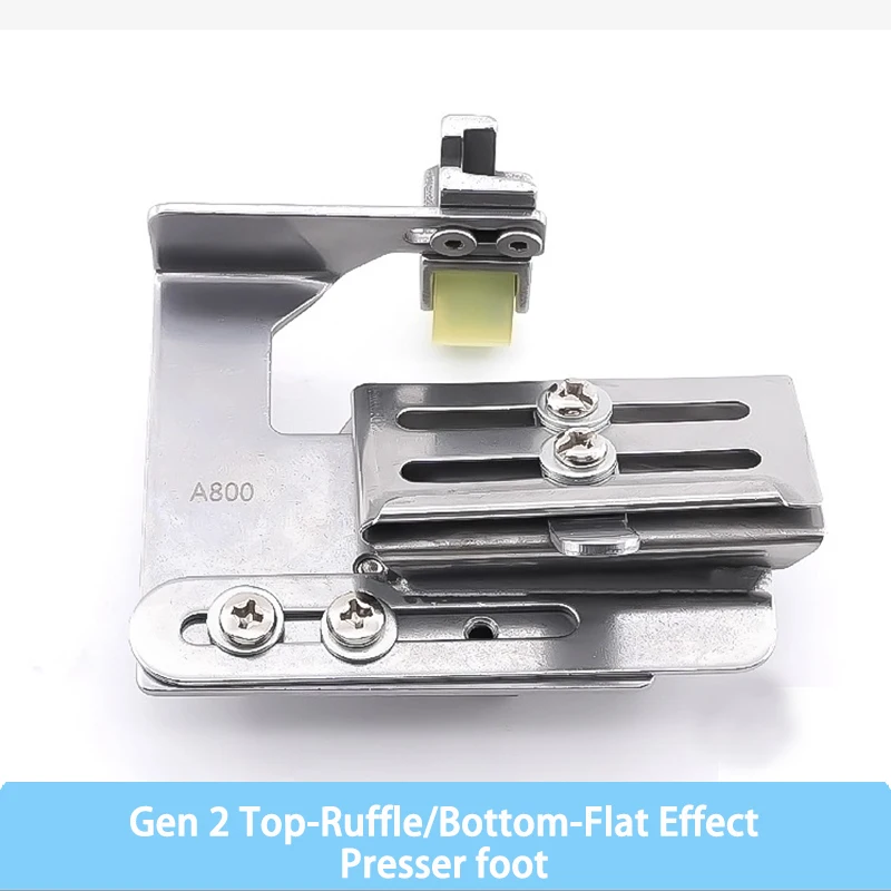 

Двухролевая плиссированная ножка Gen 2 для промышленных канализационных станков — регулируемая двухслойная сборка и застежка с верхним рюшами/нижним плоским эффектом